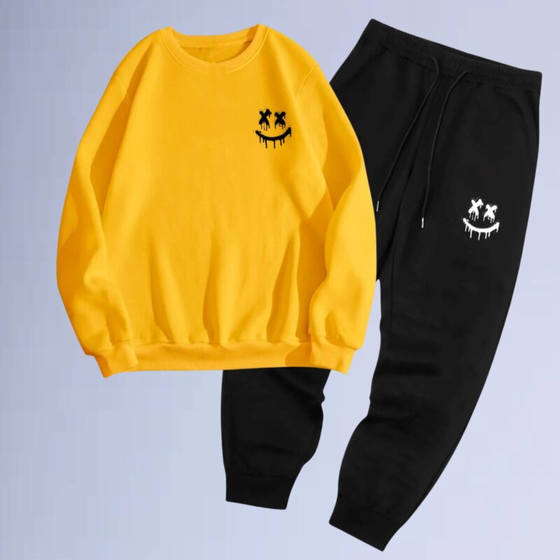 Amarelo — conjunto moletom gola careca walkind street wear smile