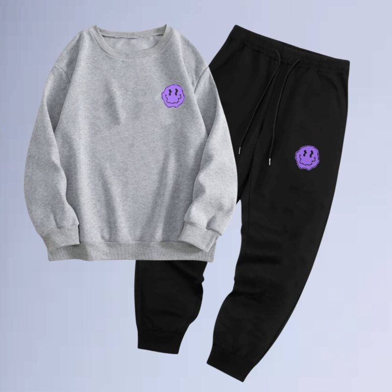 Cinza Mescla — conjunto noletom gola careca walkind smile purple