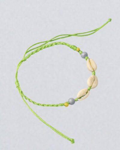 Pulseira Surf Style com Búzios e Cordão Verde