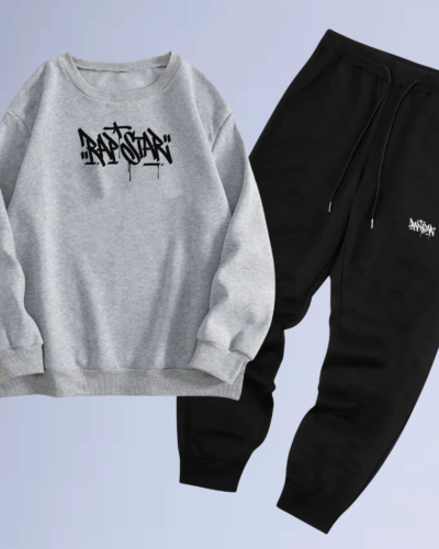 Conjunto de moletom gola careca estrela do rap