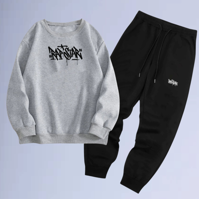 Conjunto de moletom gola careca estrela do rap