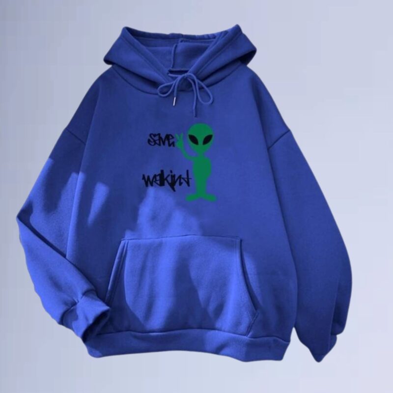 Azul Royal — Moletom canguru walkind save alien street