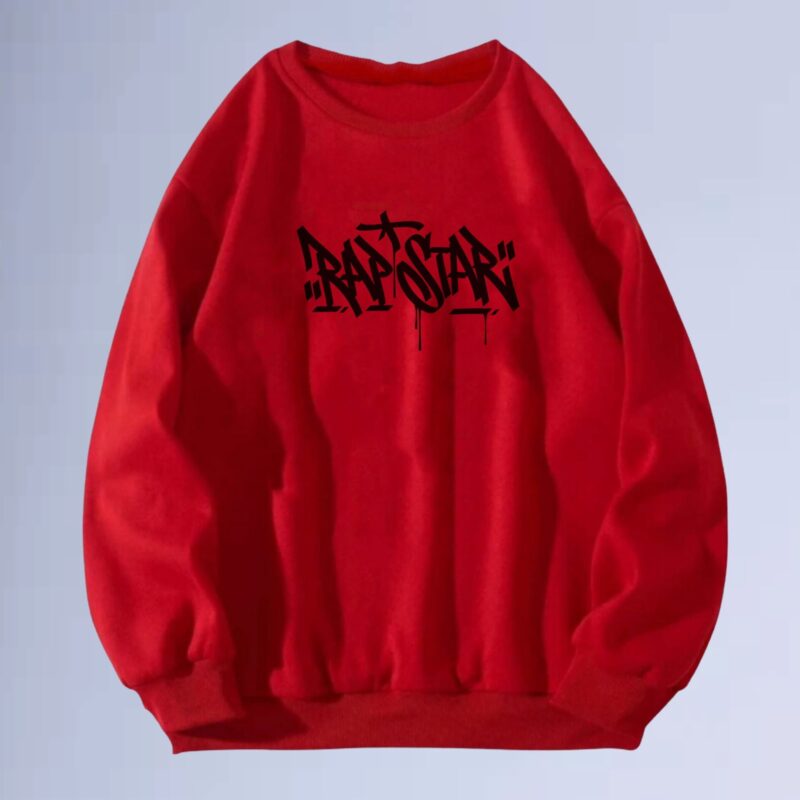 Vermelho — moletom gola careca estrela do rap