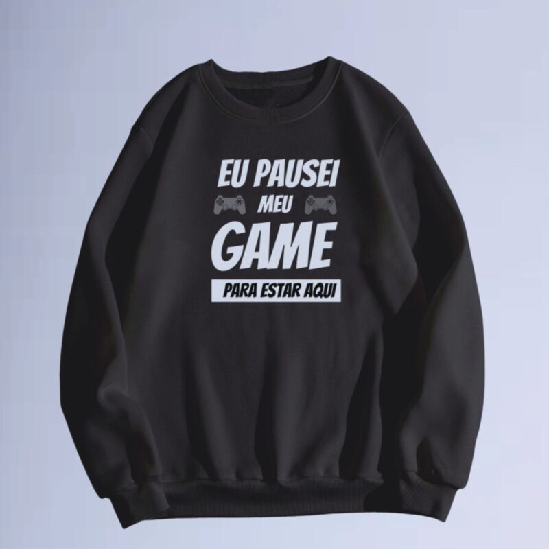 Preto — moletom gola careca pause my game