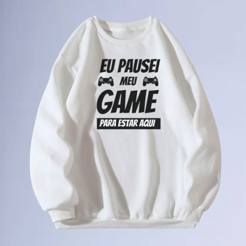 Cinza Mescla — moletom gola careca pause my game