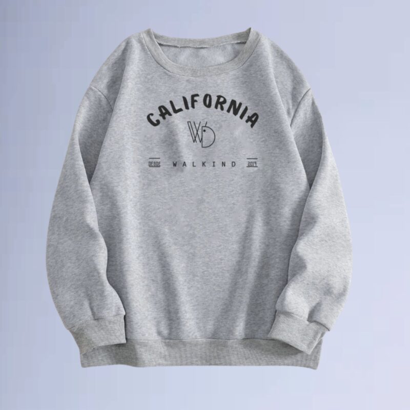Cinza Mescla — moletom gola careca walkind california
