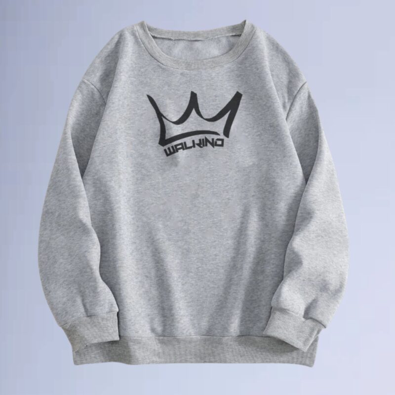 Cinza Mescla — moletom gola careca walkind crown