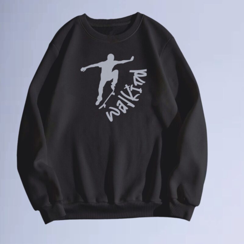 Preto — moletom gola careca walkind  skateboarder