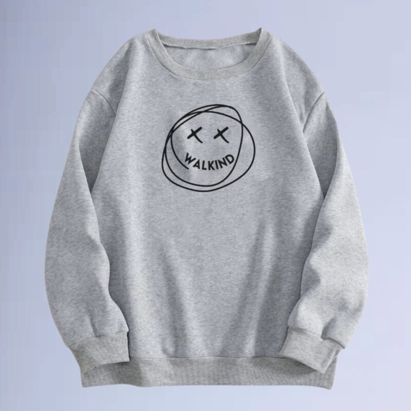 Cinza Mescla — moletom gola careca walkind smilie
