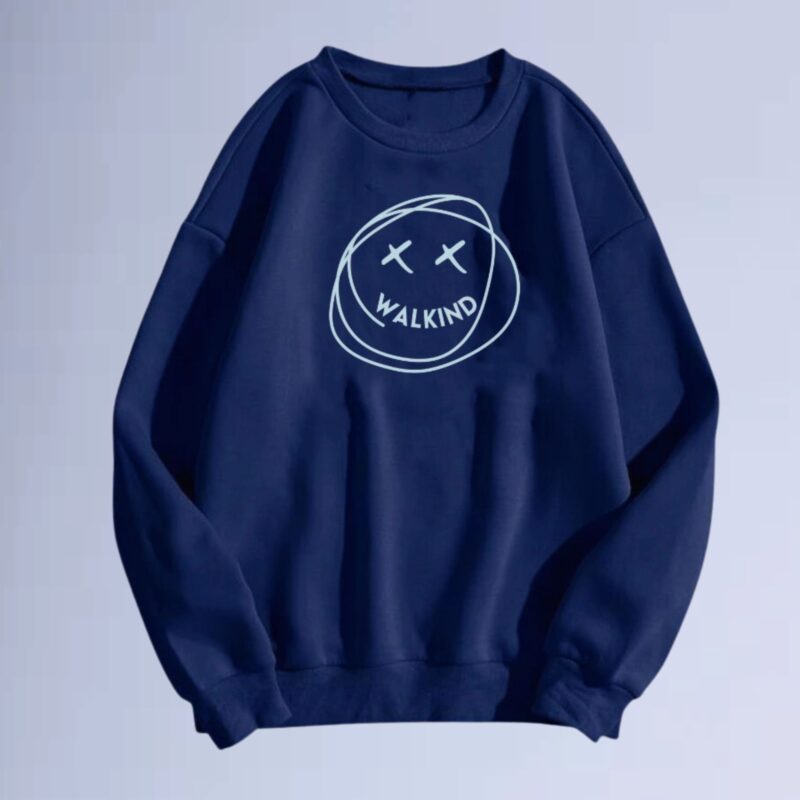 Azul Marinho — moletom gola careca walkind smilie