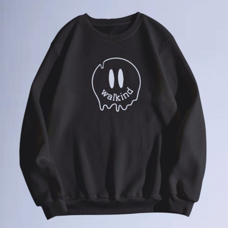 Preto — moletom gola careca walkind smilie melt – Copia
