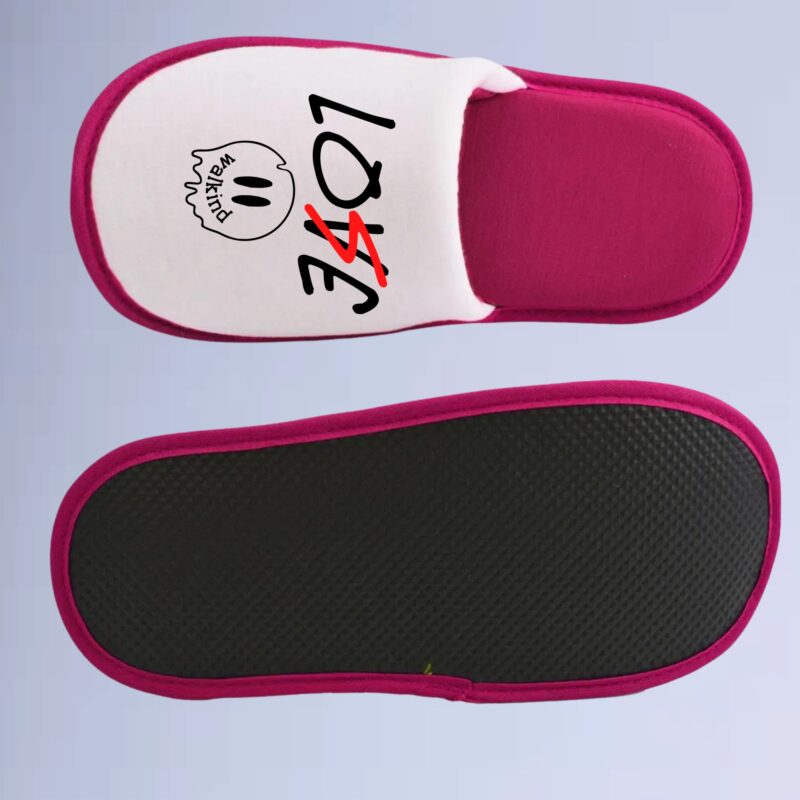 Rosa/Branco — pantufa walkind love lose