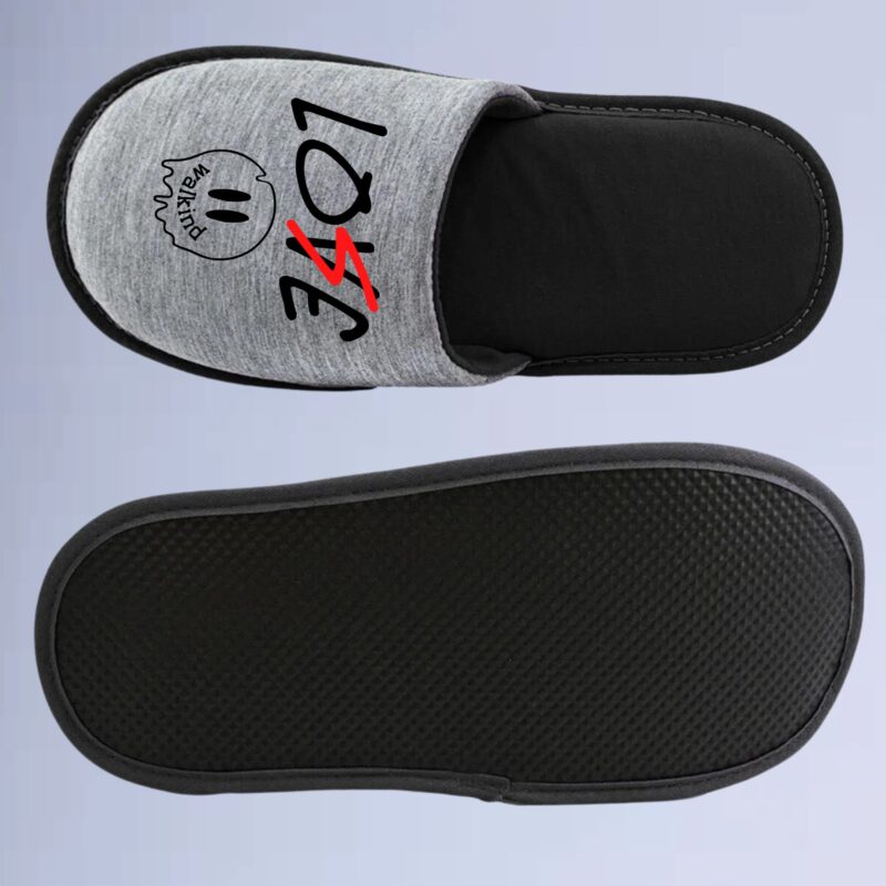 Cinza/Preto — pantufa walkind love lose