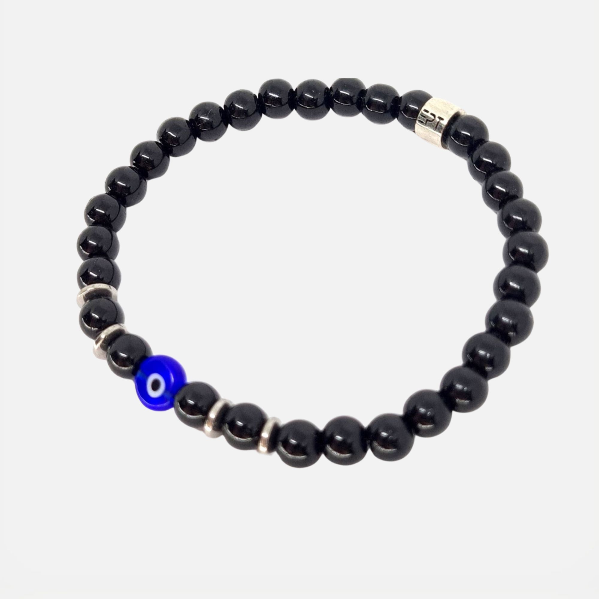 Pulseira Olho Grego com Pedras Pretas Proteção e Estilo Unissex | WALKIND
