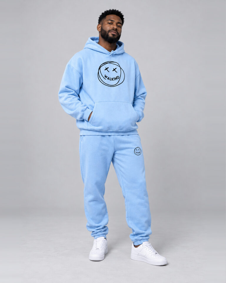 Conjunto de Moletom Canguru Walkind Smilie Azul Bebe