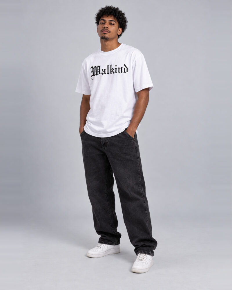 Branco — camiseta walkind inglês antigo